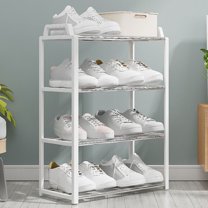 4-Tier Shoe Rack Organizer | Plastic Shoe Storage Shelf | White Shoe Rack for Entryway, Closet & Bedroom | 21.06x16.54x7.28 Inches | Easy Assembly No Tools Required