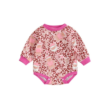

Cenuakty Baby Girls Sweatshirt Romper Christmas Print Long Sleeve Jumpsuits for Newborn Infant Toddler Cute Clothes