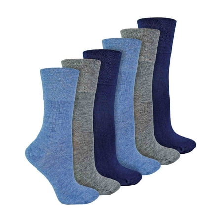 

IOMI - 6 Pack Ladies Diabetic Bamboo Socks | Extra Wide Seamless Loose Non Elastic Socks for Women