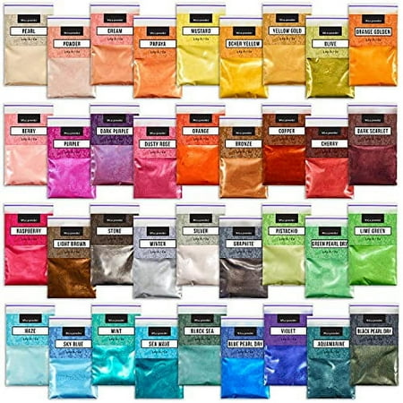 Soap Shop Mica Powder – Soap Making Pigment Powder – Powdered Pigments Set – Soap Colorant – 36 Epoxy Resin Pigment Colors – Makeup Loose Pigment Powder