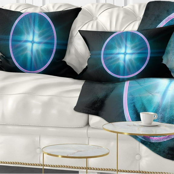 Designart Blue Sphere of Cosmic Mind - Abstract Throw Pillow - 12x20