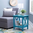 thumbnail image 3 of Home Square 2-Piece Furniture Pinewood End Table Set in Teal, 3 of 10