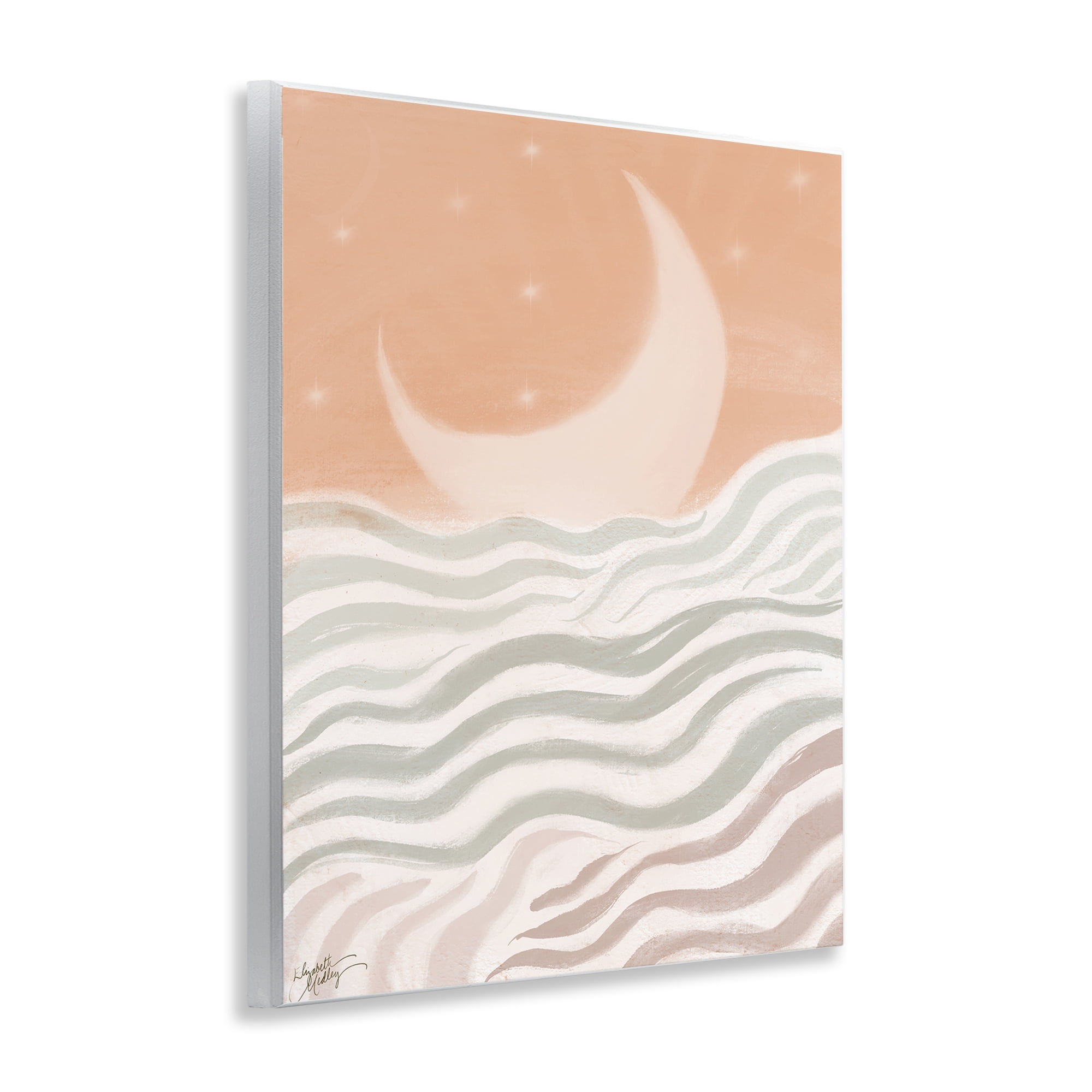 Stupell Industries Crescent Moon over Sea Landscape & Nature Painting Unframed Art Print Wall Art, 11 x 14