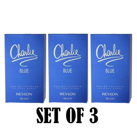 Charlie Blue By Revlon Vaporisateur Eau de Toilette 3.4 oz / 100 ml Plume *Ensemble de 3*
