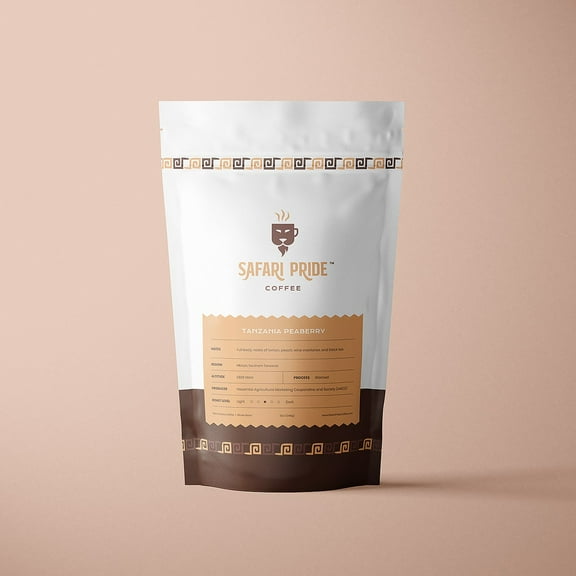 Safari Pride Coffee | Tanzania Peaberry Coffee Premium Single Origin Roast | Smooth Medium Roast with Wine Toned | Gourmet Sustainable Direct Trade African Coffee | 12 oz Bag | Ground