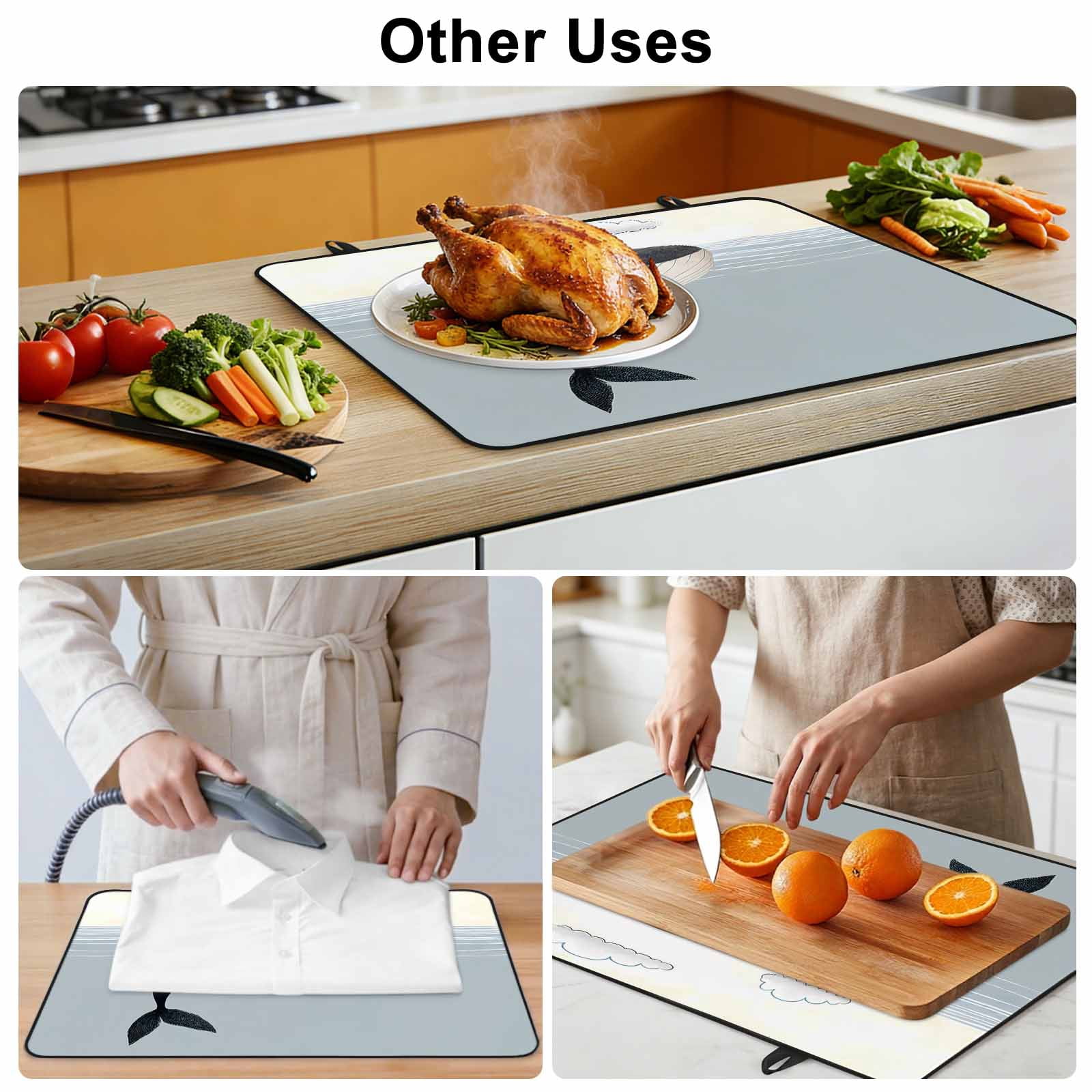 Whale Stove Top Cover for Electric Stove, Heat-proof & Non Slip Glass Top Stove Cover Protector, Ocean Coastal Fish Aqua Beach Orange Sky Kitchen Flat Cooktop Rubber Mat 24x21 Inches