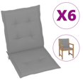 thumbnail image 1 of vidaXL Garden Lowback Chair Cushions 6 pcs Grey Oxford Fabric, 1 of 5
