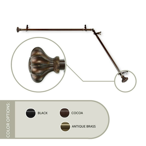 Maurice 13/16 inch Corner Window Curtain Rod 120-170" - Cocoa