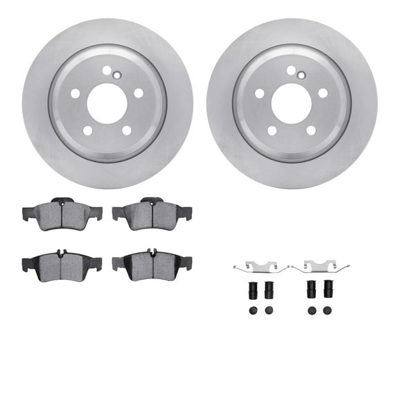 Dynamic Friction Company Rear Brake Rotors with 5000 Euro Ceramic Brake Pads includes Hardware 6612-63332
