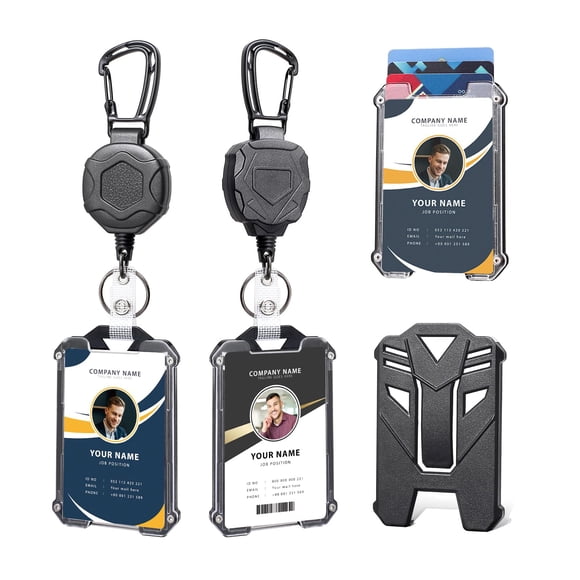 Porta credencial retráctil COOKOOKY con clip resistente y mosquetón