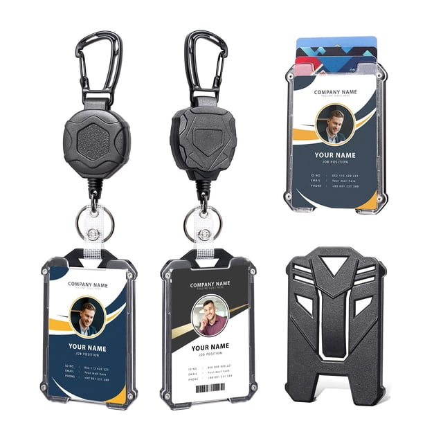Porta credencial retráctil COOKOOKY con clip resistente y mosquetón