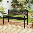 thumbnail image 4 of Costway 50" Garden Bench with Patterned Backrest and Curved Armrests for Porch Lawn, 4 of 10
