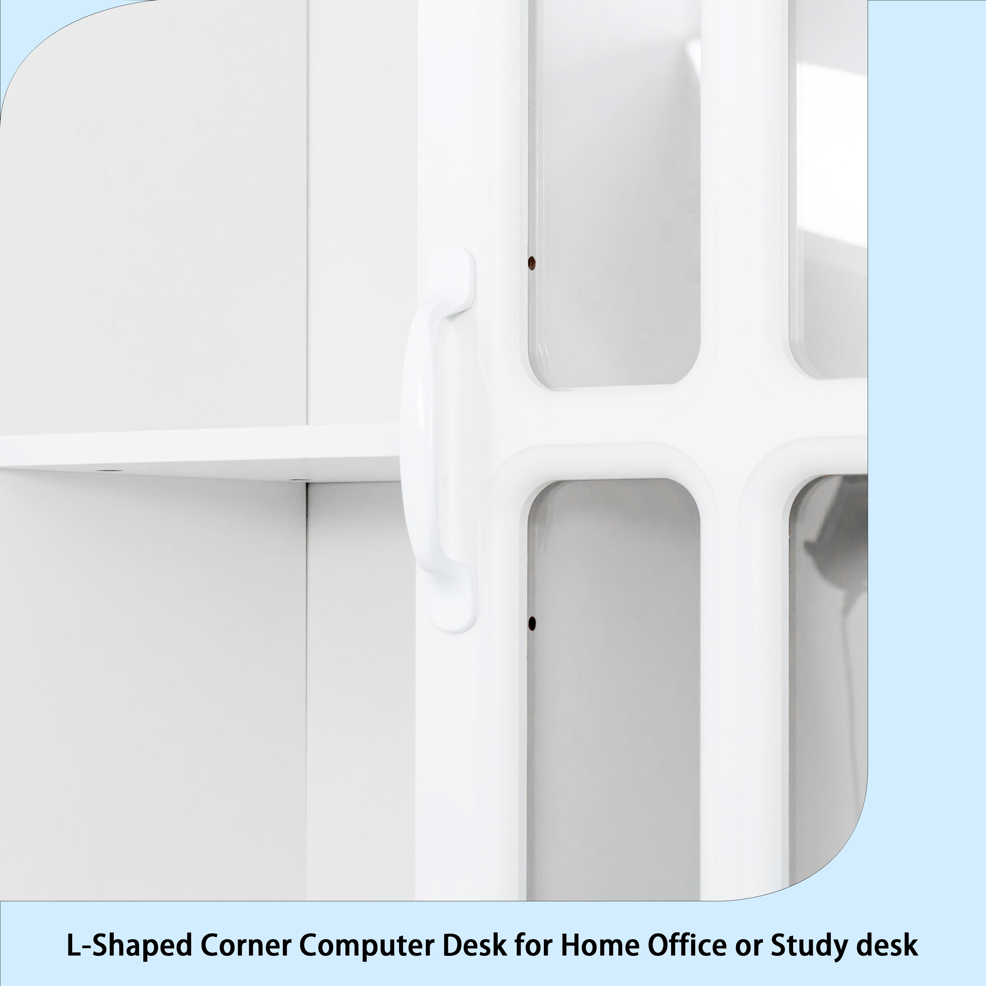 L-Shaped Corner Computer Desk for Home Office or Study desk, Study Modern Style Table with Drawers, Bookshelf & Hutch, 2-in-1 L-Shaped Design, Large Working Space,white