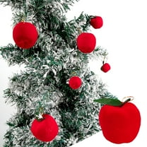 Darzheoy Christmas Tree Decorations 6Pcs Red Flocked Apples Pendant Christmas Tree Ornaments Christmas Party Decoration Hanging Ball Home Mall Bar Decorations