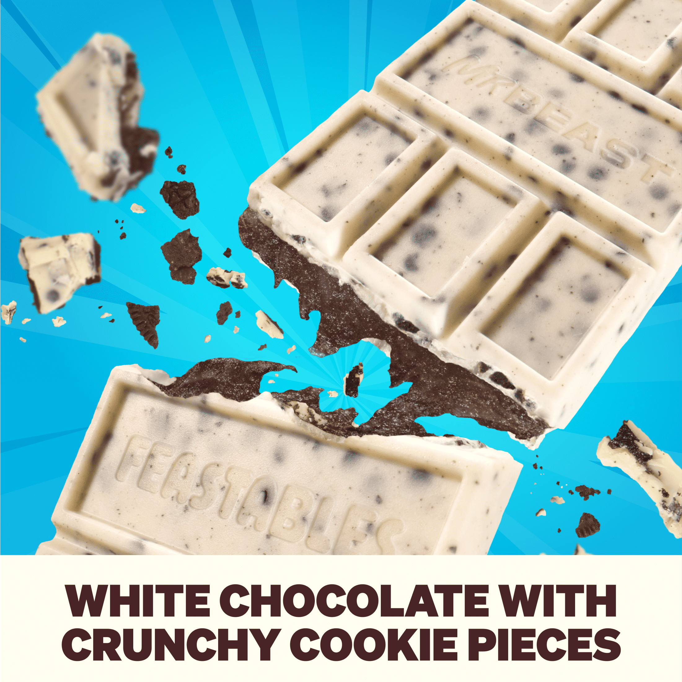 (2 pack) Feastables Mr Beast Cookies and Creme White Chocolate Bar, 2.1 oz (60g), 1 Bar