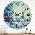 thumbnail image 2 of Designart 'Small Town Covered In Snow In Winter Times' Traditional Wood Wall Clock, 2 of 5