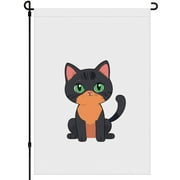 Cat Lover House Flag for Home Yard Outdoor Balcony Farmhouse Decoration, Durable Washable Double Side Garden Flags Cute Cat Cartoon Style Fluffy Cat Versatile Yard Flags 28x40inch