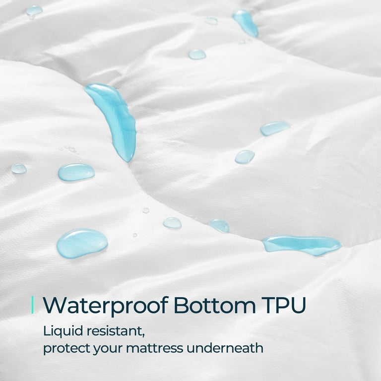 LINSY LIVING Twin XL Waterproof Mattress Pad, Mattress Protector with  Elastic Straps and Buttons 