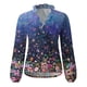 thumbnail image 4 of Mujeres Casual Manga completa Cuello en V Tops Camisas sueltas Blusa Tops estampados Pompotops  FGAJ13972, 4 of 5
