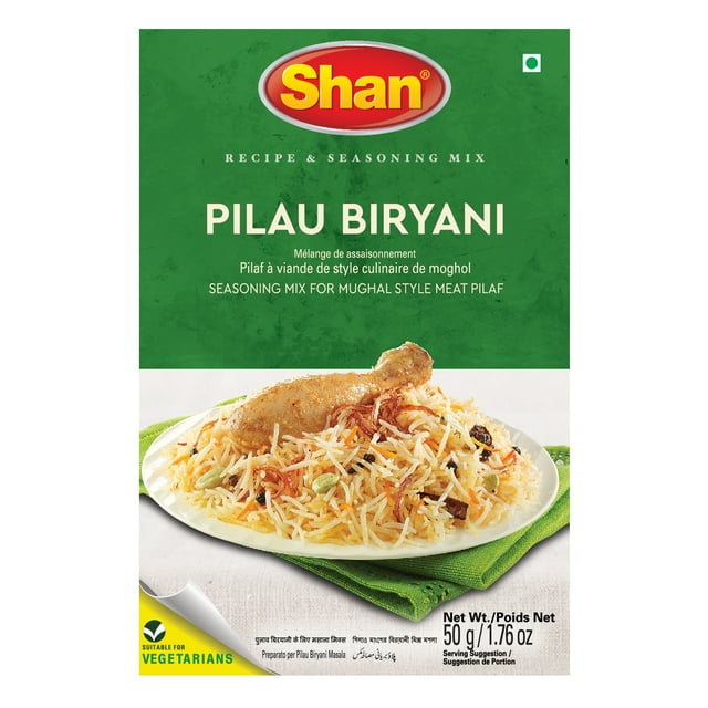 Shan Pilau Biryani Spice Mix (50g) - Aromatic Seasoning for Chicken & Meat Pilaf - Rich Indian Biryani Flavor - Spice Packets for Mughal Style Rice Dishes