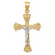 14k Jaune and Or Blanc Deux Tons Diamant Taille Crucifix Longueur Pendentif 50mm – image 1 sur 2