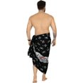 thumbnail image 4 of HAPPY BAY Men's Halloween Costumes Summer Sarong Wrap Pareo Caribbean Pirates Swim Trunks Swimwear Full Beach Wraps for Men One Size Skull Crossbones, Black, 4 of 5