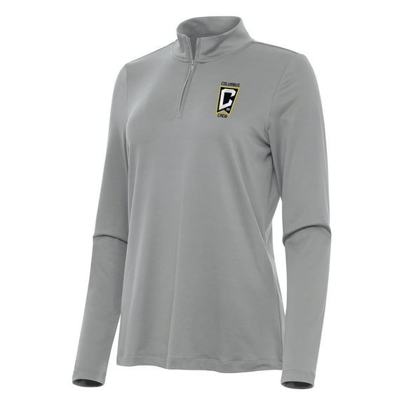 Women's Antigua Gray Columbus Crew Reprocess Quarter-Zip Jacket