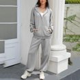 thumbnail image 2 of Enjoytime Winter Outfits for Women 2025 Solid Color Long Sleeve Zip Up Hoodie Casual Straight Leg Pants 2 Piece Set Fashion Trendy Sweatsuits, 2 of 8