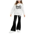 thumbnail image 4 of TAmten Girls Outfits Size 10-12 3-14 T Kids Toddler Girl Clothes Letter Print Sweatshirt Flared Pants 2Pc Outfits Set(Black,5#Black), 4 of 4