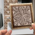 thumbnail image 4 of Pegatinas de azulejos retro Baño Cocina Azulejo Adhesivo Pegatinas de pared DIY PVC a prueba de aceite Decoración autoadhesiva Estilo marroquí Flores marrones (10.30x30cm) JAMW Sencillez, 4 of 5