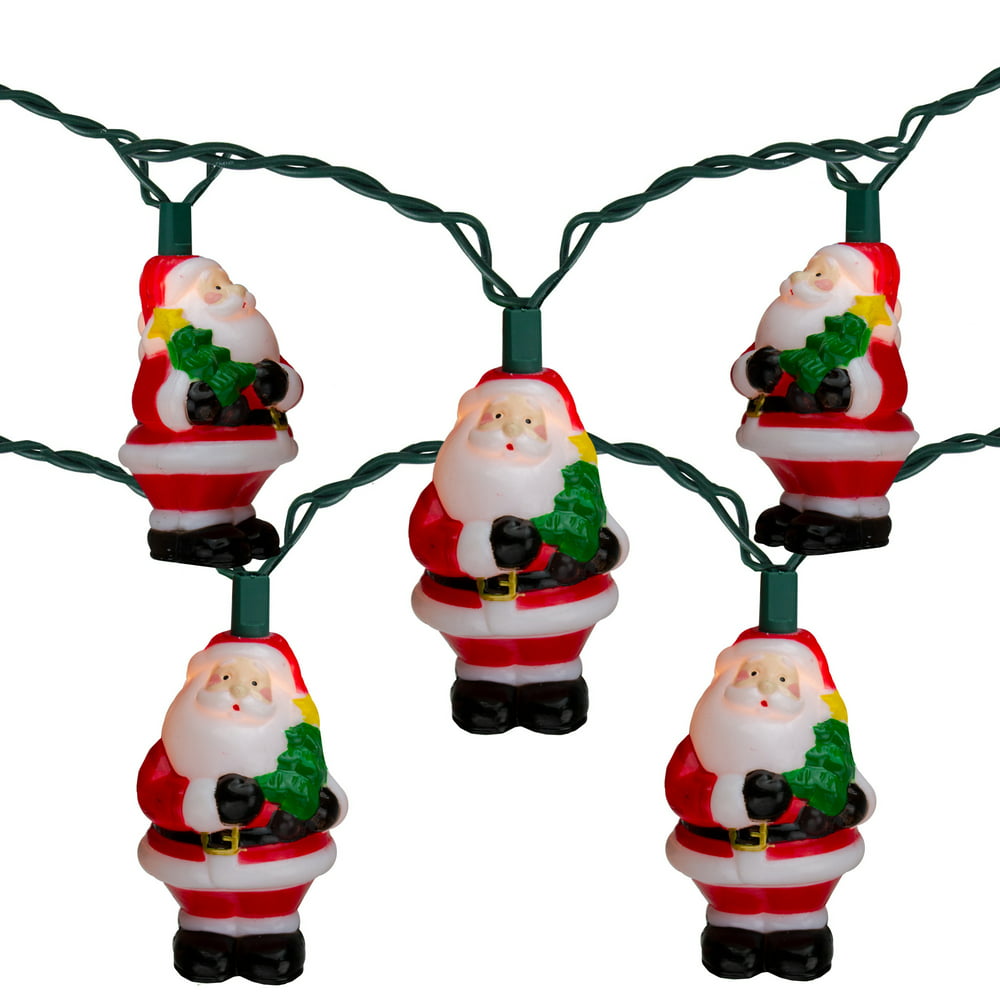 10-Count Red and White Santa Claus Holding a Christmas Tree Light Set ...