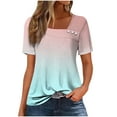 thumbnail image 2 of Women's Petal Sleeve Tops - Summer Trendy Button Blouse with Square Neck Design, Casual and Loose Fit, Limited Time Off, 2 of 6