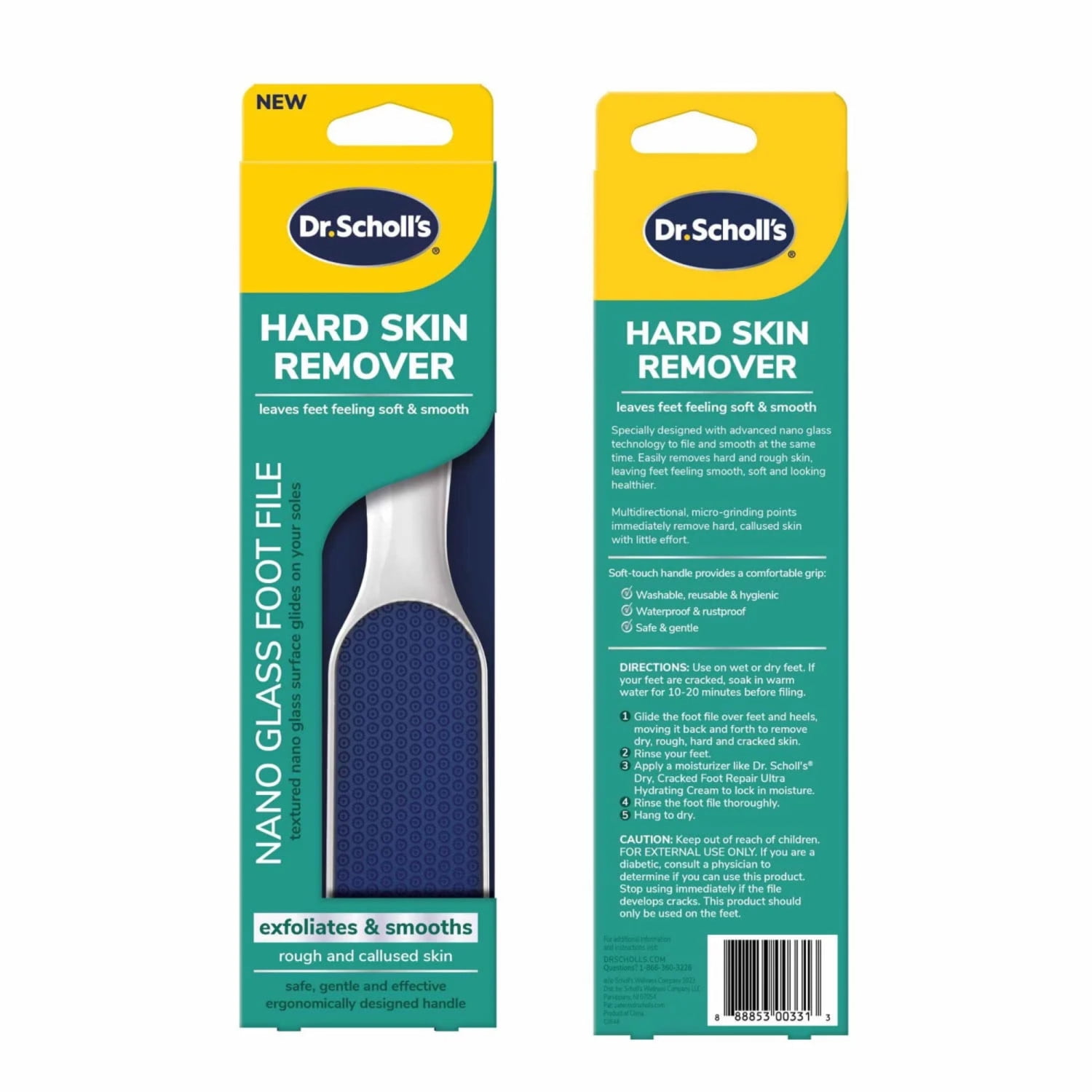 Dr. Scholl's Hard Skin Remover Nano Glass Foot File Foot Callus Remover for Soft Smooth Feet
