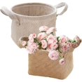 thumbnail image 1 of volumoon Hanging Small Storage Baskets, 2 Pcs Cotton Linen Storage Basket Bag, Foldable with Handle Decorative for Home Sundries, Simple & Practical Storage Basket for Home & Office, 1 of 7