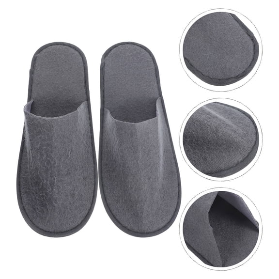 Niceauty Convenient Hotel Guest Slippers Light Grey Premium Fleece 10Pairs