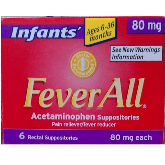 Feverall Acetaminophen 80 Mg Suppository, Infants - 6 Ea