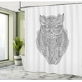 thumbnail image 4 of Ambesonne Vintage Tribal Shower Curtain, Zentangle Owl, 69"Wx84"L, Coconut Charcoal Grey, 4 of 4