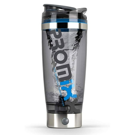 

PROMiXX iX-R Electric Shaker Bottle – Silver Blue/Gray Stainless Steel Trim 20oz Cup