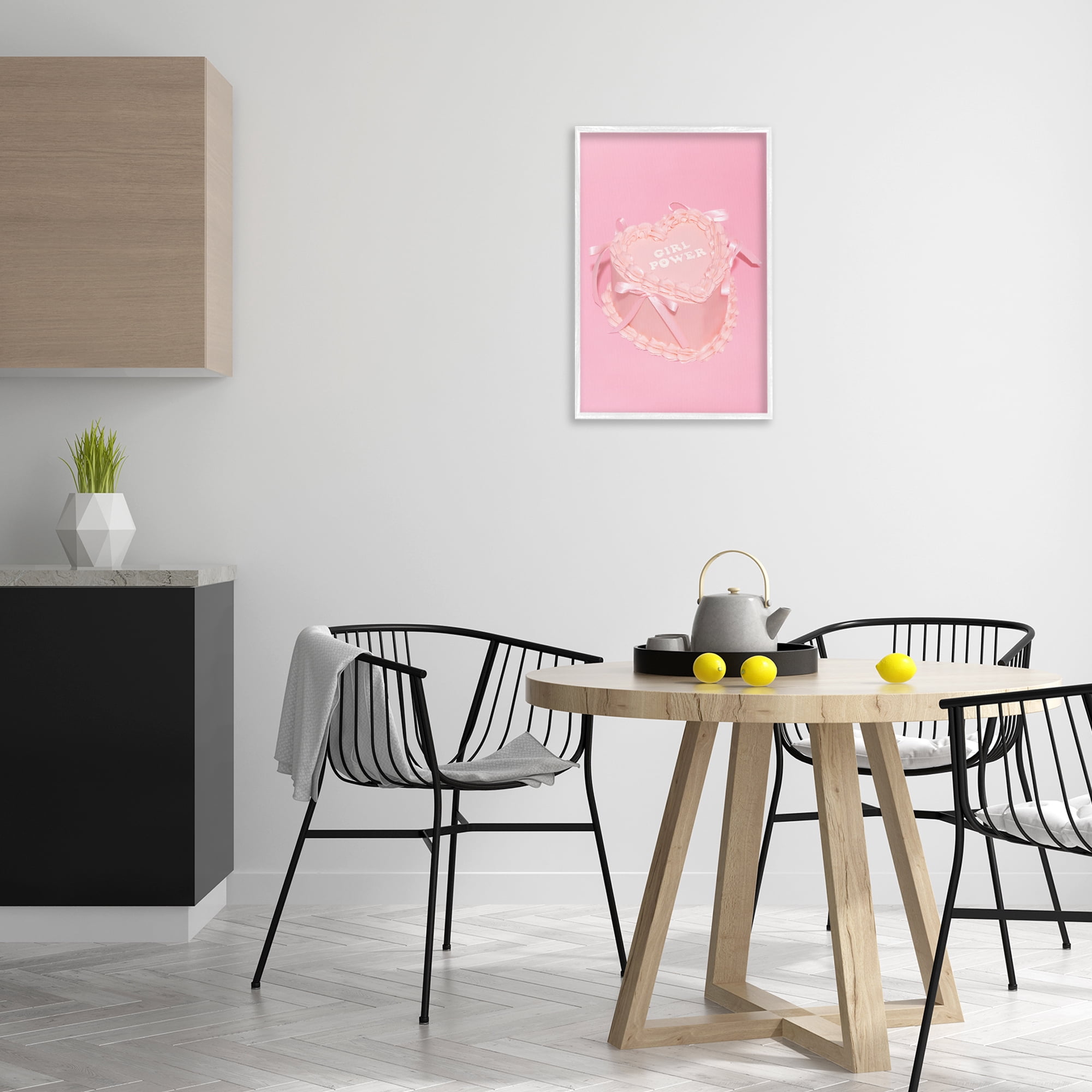 Stupell Industries Pink Girl Power Cake Food & Beverage Painting White Framed Art Print Wall Art, 16 x 24