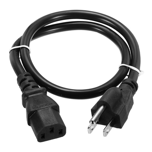 Uxcell 2ft 18 AWG Black 18/3 Universal Power Cord C13 to NEMA 5-15P 10A 125V 3-Prong Extension Power Cord