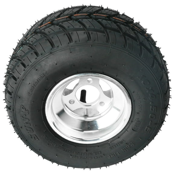 High Performace Go Kart Tire and Rim, 10x4.50-5 Go Kart Front Wheel and Tire Fit Bolt Pattern 48mm w/ 3 Holes for Go Kart Drift Trike Buggy Racing Cart, Non-Slip Tread, Aluminum Alloy Rim (1)