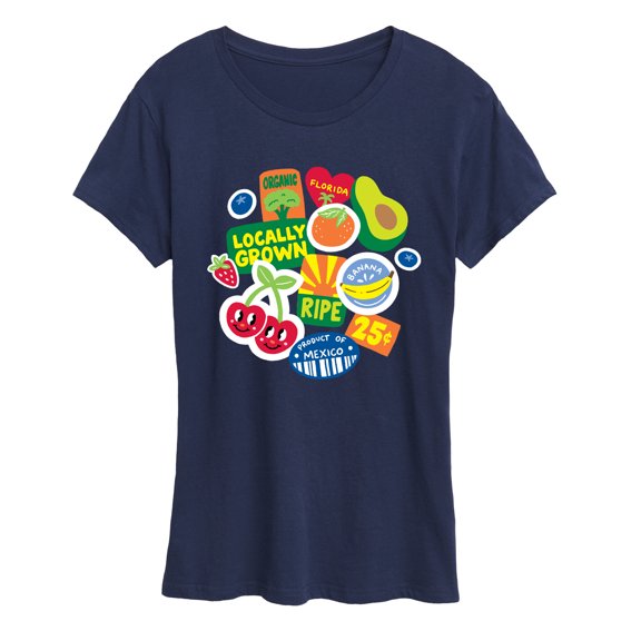 Instant Message - Fruit Stamps Women's Short Sleeve Graphic T-Shirt