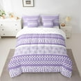 thumbnail image 3 of Manfei Vintage Mandala Damask Twin Bedding Sets 7-Piece, Plum Zebra Print Bedding Comforter Set, Cycle Stripes Abstract Reversible Sheet Sets, Lightweight Room Decor, 3 of 8