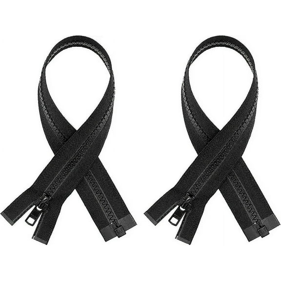 #5 Molded Black Plastic YKK® Separating Zippers (2 Pieces Per Pack) (23" Inches)