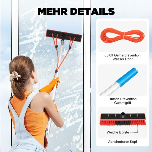 24.3ft Solar Panel Cleaning Brush, Water Fed Pole Cleaning Brush Tool For Window  Solar Panel Clean Washing Water Fed Pole Cleaning Kit Outdoor Window Washing Equipment