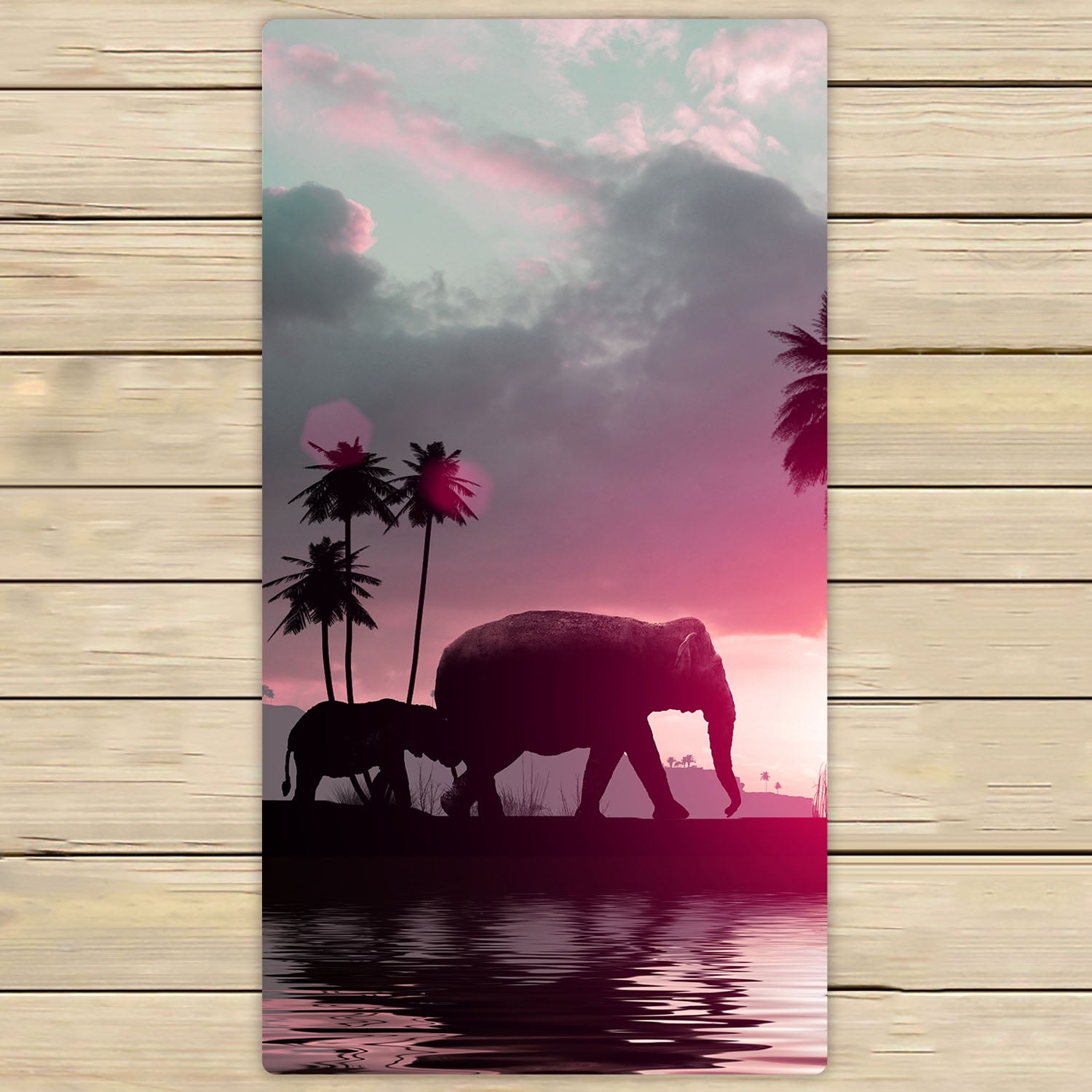 YKCG Elephants at Sunset Hand Towel Beach Towels Bath Shower Towel Bath