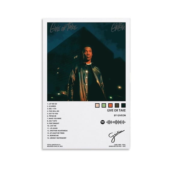 Giveon Poster, Give Or Take Album Cover, Canvas Wall Art For Room Aesthetic, Teen Room Decor