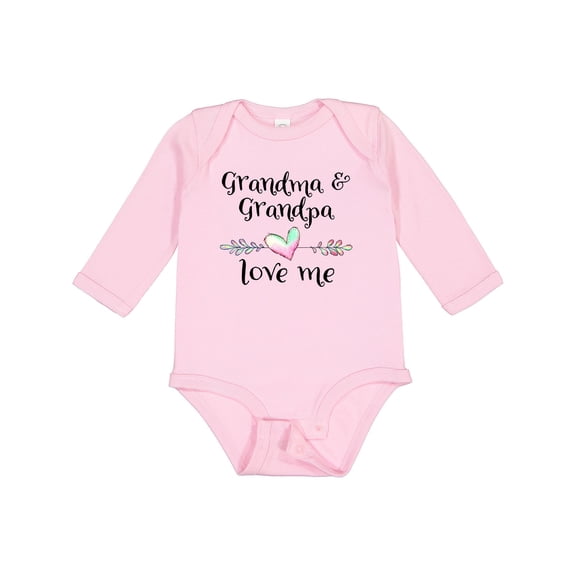 Inktastic Grandma and Grandpa Love Me Heart Grandchild Boys or Girls Long Sleeve Baby Bodysuit