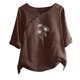 thumbnail image 1 of Blusas de Manga Corta para las Mujeres Impreso Cuello Redondo Camiseta, Top de Algodón de Imitación Casual para el Hogar Y Diario, 1 of 4