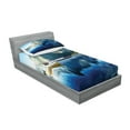thumbnail image 2 of Ambesonne Scenery Fitted Sheet & Pillow Sham Set, Sunset Lake by Harbor, Twinxl, Blue, 2 of 2